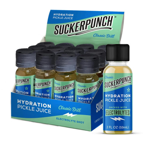 Suckerpunch Electrolyte Pickle Juice Shot, Spicy Dill, 2oz, 12 Pack