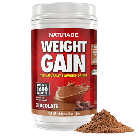 Naturade All Natural Weight Gain Drink Mix - Gluten Free, Delicious Taste, 1600 Calories per Serving - Mass Gainer w/Carbohydrates & Protein - Chocolate, 40.6 Ounce (24 Servings)