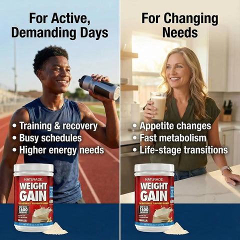 Naturade All Natural Weight Gain Drink Mix - Gluten Free, Delicious Taste, 1600 Calories per Serving - Mass Gainer w/Carbohydrates & Protein - Chocolate, 40.6 Ounce (24 Servings)