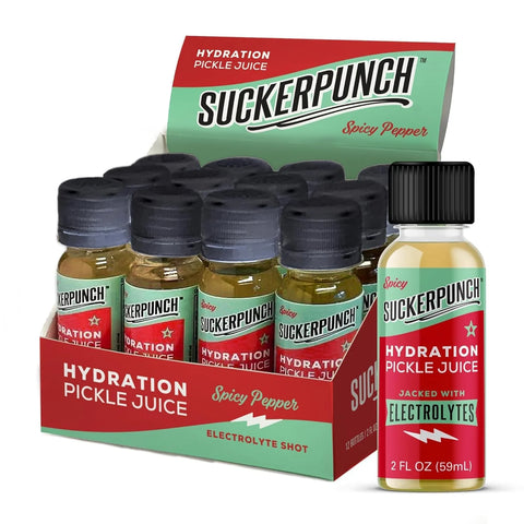 Suckerpunch Electrolyte Pickle Juice Shot, Spicy Dill, 2oz, 12 Pack
