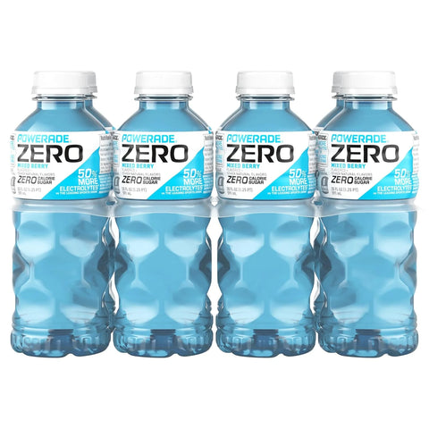 POWERADE Electrolyte Enhanced Zero Sugar Mixed Berry Sports Drink, 20 Ounce (Pack of 8)