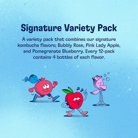 Health-Ade Signature Variety Pack Kombucha Tea, Organic Drink with Living Probiotics, Detoxifying Acids, Supports Gut Health, Non-GMO, Vegan, Gluten Free, 12 Pack (16 Fl Oz Bottles)