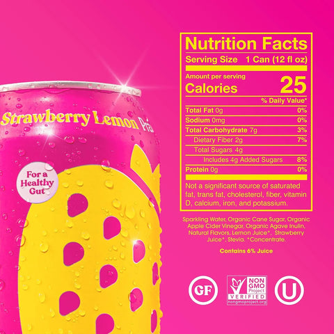 Poppi Strawberry Lemonade Prebiotic Soda, 12 Fl Oz Can (Pack of 3)