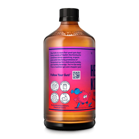 Health-Ade Kombucha Tea Organic Drink, Fermented Tea with Living Probiotics, Detoxifying Acids, Supports Gut Health, Non-GMO, Vegan, Gluten Free, 12 Pack (16 Fl Oz Bottles), Pomegranate Blueberry