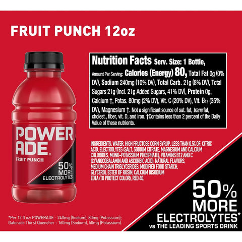 POWERADE Sports Drink Fruit Punch, 12 Ounce (Pack of 8)
