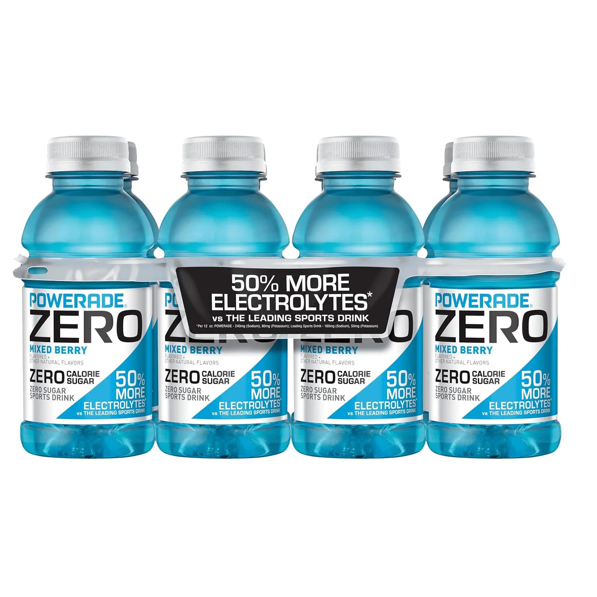 POWERADE Electrolyte Enhanced Zero Sugar Mixed Berry Sports Drink, 12 Ounce (Pack of 8)