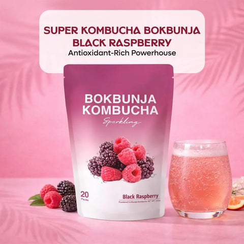 DALAMHARI Kombucha Powder | Black Raspberry Bokbunja 20T | Kombucha Drink Probiotic Soda Urban Kombucha Synergy Scoby Kombucha Starter Kit Adaptogen Drink Health Ade Kombucha Tea Bubbly