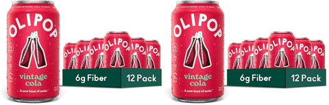 OLIPOP Prebiotic Soda Pop, Vintage Cola, Pantry Pack Packed with Prebiotics, Fiber, and Botanicals, Gluten Free, Vegan, GMO Free, 12oz, (Pack of 24)