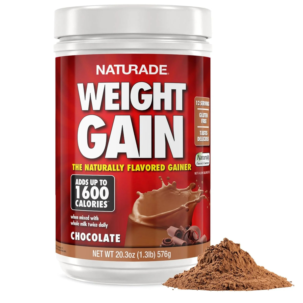 Naturade Weight Gain Nutrition Drink Mix for Healthy Weight Support, Balanced Calories with Protein, Vitamins & Minerals, Chocolate - 20.3 oz