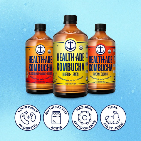 Health-Ade Kombucha Tea Organic Drink, Fermented Tea with Living Probiotics, Detoxifying Acids, Supports Gut Health, Non-GMO, Vegan, Gluten Free, 12 Pack (16 Fl Oz Bottles), Ginger Lovers Variety Pack