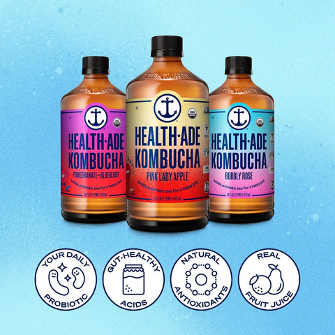 Health-Ade Signature Variety Pack Kombucha Tea, Organic Drink with Living Probiotics, Detoxifying Acids, Supports Gut Health, Non-GMO, Vegan, Gluten Free, 12 Pack (16 Fl Oz Bottles)