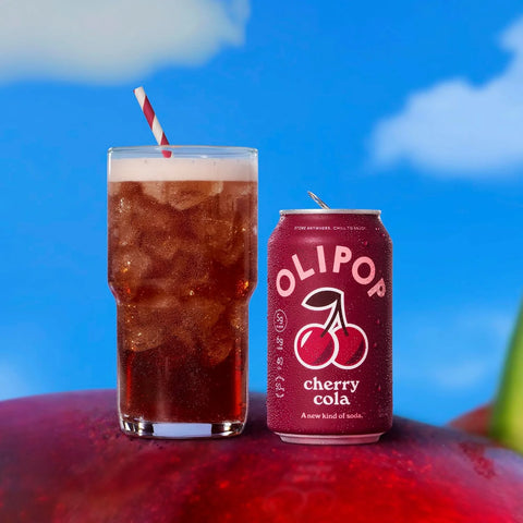OLIPOP 6g Fiber Prebiotic Soda, Cherry Cola, 12 fl oz, 12 Pack