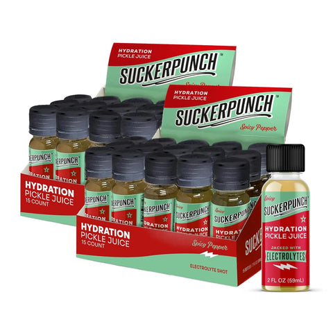 Suckerpunch Electrolyte Pickle Juice Shot, Spicy Dill Pack, 2oz, 30 Pack