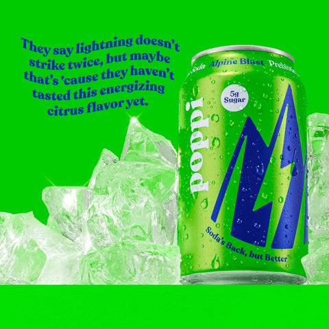 Poppi Sparkling Prebiotic Soda Beverage with Apple Cider Vinegar, Seltzer Water and Fruit Juice, Alpine Blast Flavor, 12 Fl Oz, 1 Count, Packaging May Vary