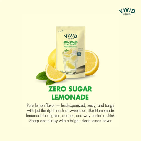 VIVID KITCHEN Lemonade Pouch Drinks – Zero Sugar, Zero Calories | Korean Convenience Store Drink | No Artificial Preservatives or Corn Syrup | 6.4 fl oz (10 Pouches) (10 Pouch, Lemonade)