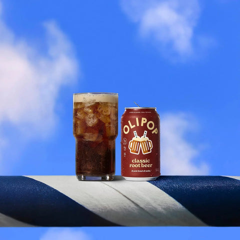 OLIPOP 6g Fiber Prebiotic Soda, Classic Root Beer, 12 fl oz, 12 Pack