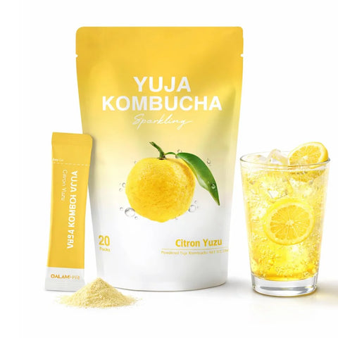 DALAMHARI Kombucha Powder Packets-Yuzu 20T, Tea Drink Sugar Free Fermented