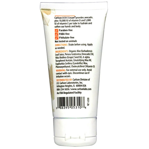 Carlson ADE Hand and Body Cream, 10000 IU (250 mg), Vitamin D, 2 oz