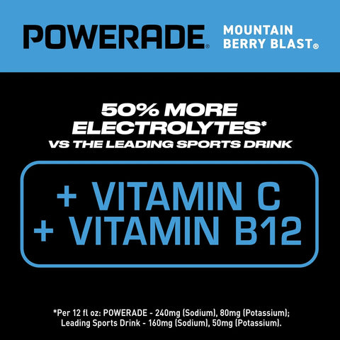 POWERADE Sports Drink, Mountain Berry Blast Electrolyte Drink, 12 Oz (8 Pk)